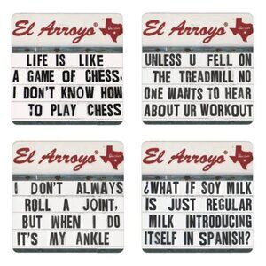 El Arroyo Famous Sign Fan Favorites Coaster Set of 4 Austin TX Funny Gift NEW